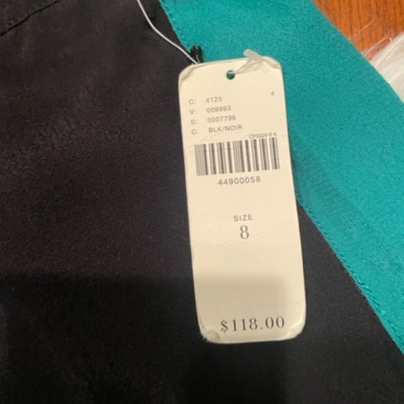 ANTHROPOLOGIE ett twa Women’s HIGH WAISTED FLARE TRACK PANTS BLACK GREEN SIZE 8 - Picture 9 of 9